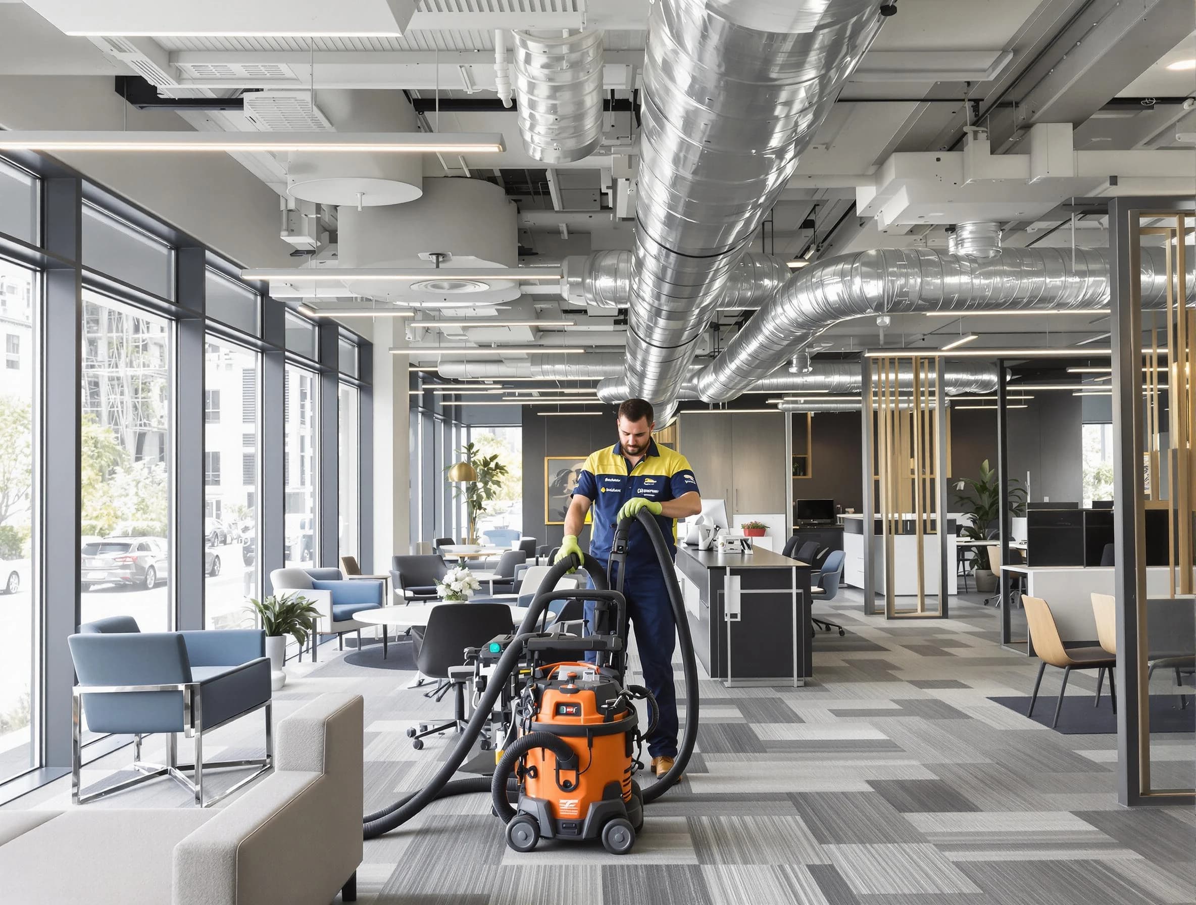 South Weber Air Duct Cleaning team performing thorough commercial duct cleaning at a South Weber business center