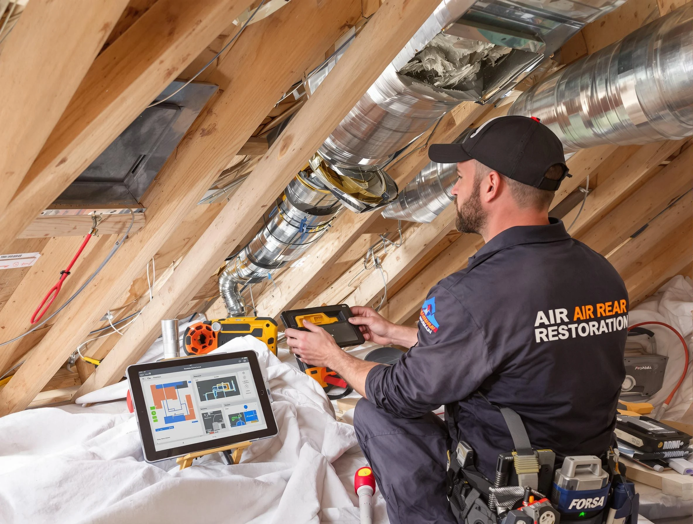 South Weber Air Duct Cleaning technician performing precise duct repair work in South Weber