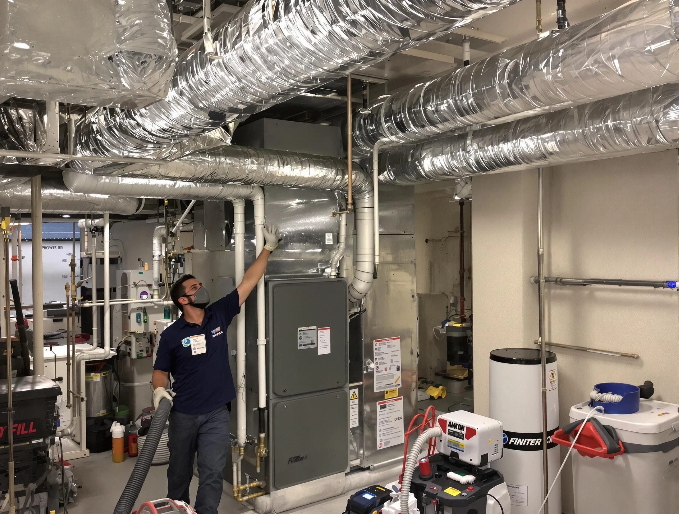 South Weber Air Duct Cleaning specialist performing thorough furnace duct cleaning in a South Weber residence