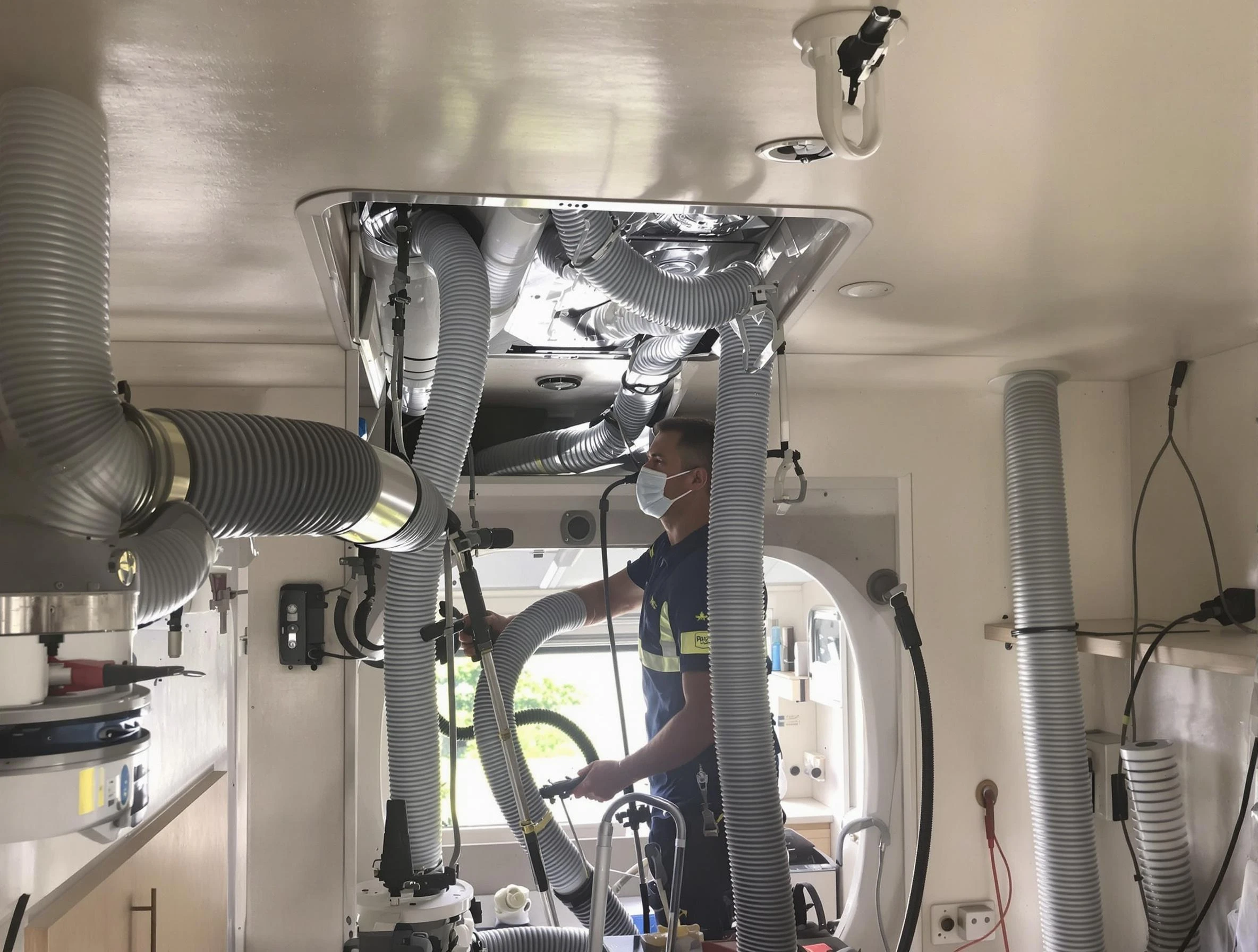 South Weber Air Duct Cleaning specialist performing precise mobile home duct cleaning in South Weber